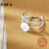 CARA Double Circle Shell Women's Ring with Zircon Stones CARA0076