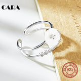 CARA Double Circle Shell Women's Ring with Zircon Stones CARA0076