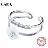 CARA Double Circle Shell Women's Ring with Zircon Stones CARA0076