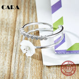 CARA Double Circle Shell Women's Ring with Zircon Stones CARA0076