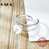 CARA Double Circle Shell Women's Ring with Zircon Stones CARA0076