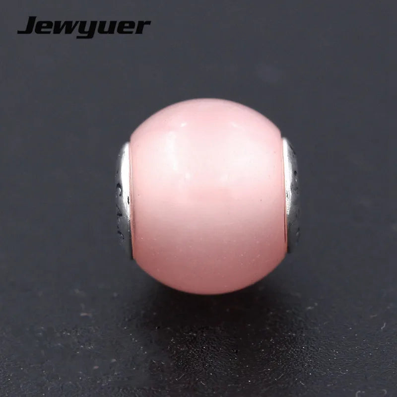CARING Essence pink Beads Charms Fit Bracelets necklaces 925 Silver Jewelry
