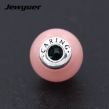 CARING Essence pink Beads Charms Fit Bracelets necklaces 925 Silver Jewelry