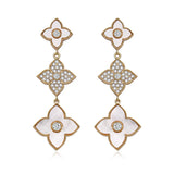 Clover Stud Earrings with Zircon Drop Earrings