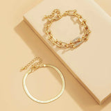 U Shaped Metal Chain Bracelet 2pcs Set Hiphop Flat Snake Chain Bracelet
