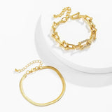 U Shaped Metal Chain Bracelet 2pcs Set Hiphop Flat Snake Chain Bracelet