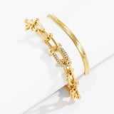 U Shaped Metal Chain Bracelet 2pcs Set Hiphop Flat Snake Chain Bracelet