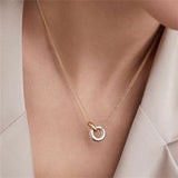 Stainless Steel Interlocking Circle Pendant Necklaces Women Christmas