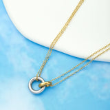 Stainless Steel Interlocking Circle Pendant Necklaces Women Christmas