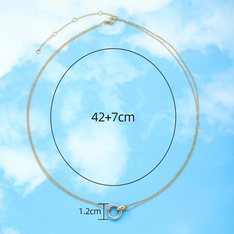 Stainless Steel Interlocking Circle Pendant Necklaces Women Christmas