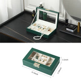 Transparent Jewelry Box Organizer PU Leather Gift Case