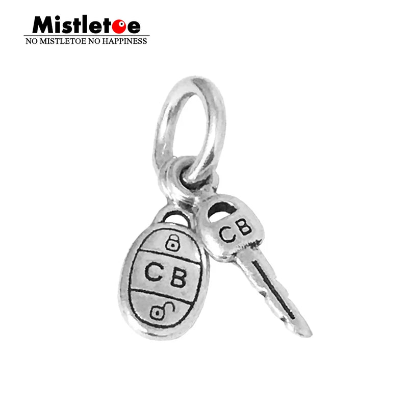 925 Silver Mistletoe Key Charm Bead European Jewelry