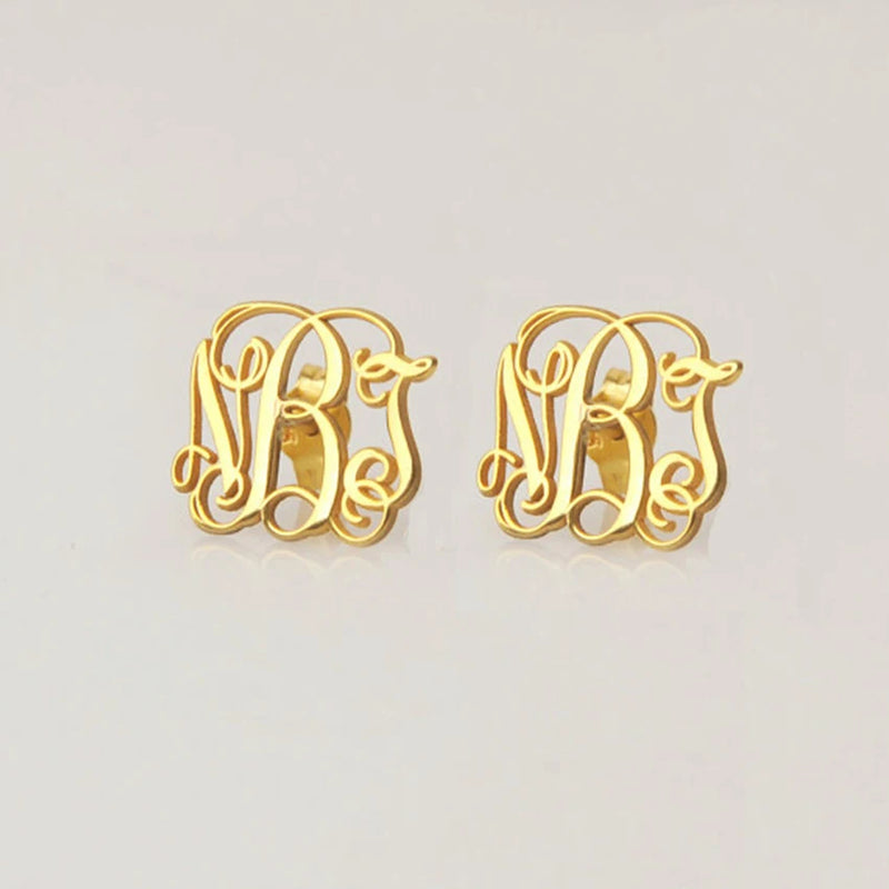 CAVSUAT Monogram Earring Stainless Steel Personalized Name Jewelry