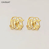 CAVSUAT Monogram Earring Stainless Steel Personalized Name Jewelry