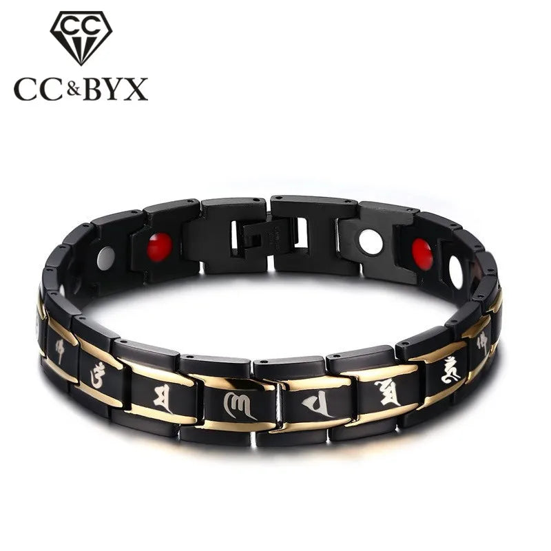 Om Mani Padme Hum Titanium Steel Bracelet