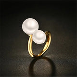 CC Titanium Steel Rings Freshwater Pearls Open Ring Jewelry