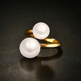 CC Titanium Steel Rings Freshwater Pearls Open Ring Jewelry