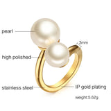 CC Titanium Steel Rings Freshwater Pearls Open Ring Jewelry