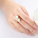 CC Titanium Steel Rings Freshwater Pearls Open Ring Jewelry