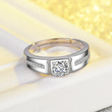 Adjustable Men Rings Sterling Fine Jewelry Engagement Wedding Couple Ring