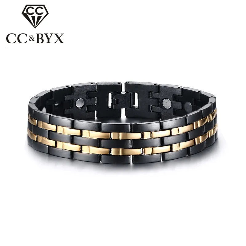 CC Bracelet Stainless Steel Jewelry 15mm Titanium Magnet Golden Bracelets