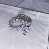 Sterling Silver CZ Couple Wedding Ring Set CC3189