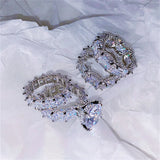 Sterling Silver CZ Couple Wedding Ring Set CC3189