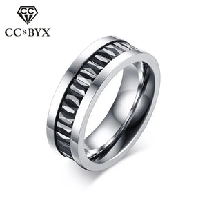 Stainless Steel Couple Rings with Cubic Zirconia for Men and Women