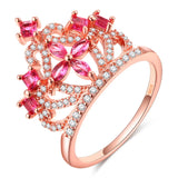 Pink CZ Crown Rings for Women CC3210