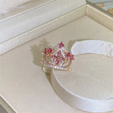 Pink CZ Crown Rings for Women CC3210