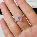 Silver Water Drop White/Pink Double Rings for Women CC775