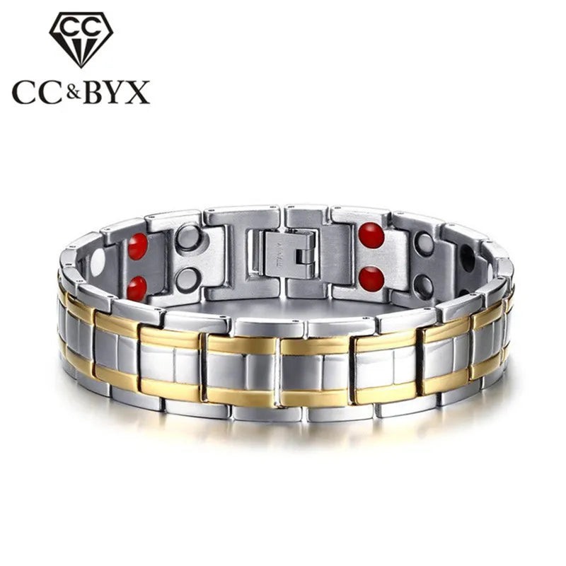 Health Stone Bracelet Men Titanium Stainless Steel Bangle TBRM-001