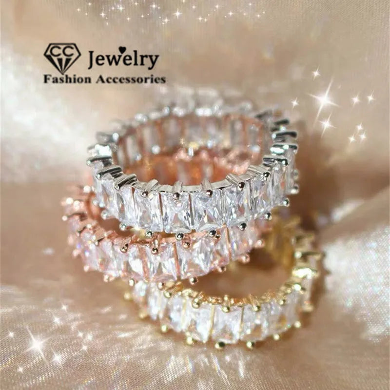 Vintage Rhinestone Engagement Ring Wedding Jewelry Gift
