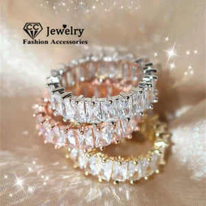 Vintage Rhinestone Engagement Ring Wedding Jewelry Gift