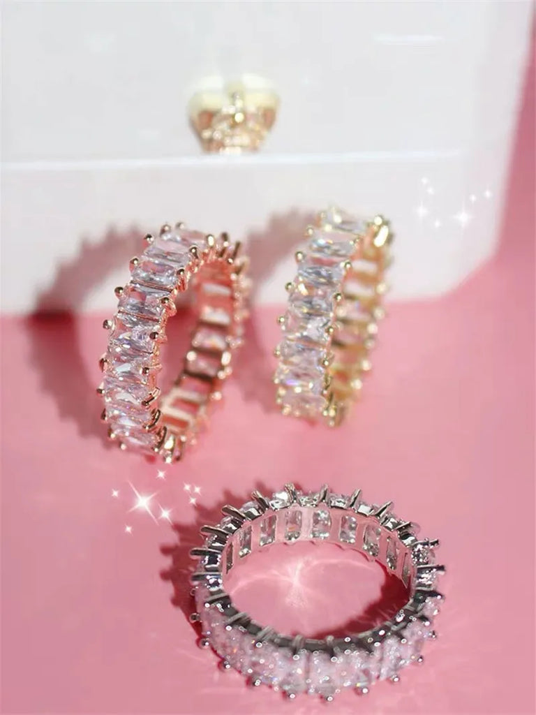 Vintage Rhinestone Engagement Ring Wedding Jewelry Gift