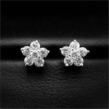 Ethnic Stud Earrings Sterling Silver Flower Jewelry CZ Ear Studs CCE306
