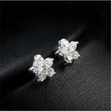 Ethnic Stud Earrings Sterling Silver Flower Jewelry CZ Ear Studs CCE306