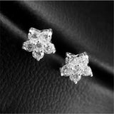 Ethnic Stud Earrings Sterling Silver Flower Jewelry CZ Ear Studs CCE306