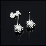Ethnic Stud Earrings Sterling Silver Flower Jewelry CZ Ear Studs CCE306