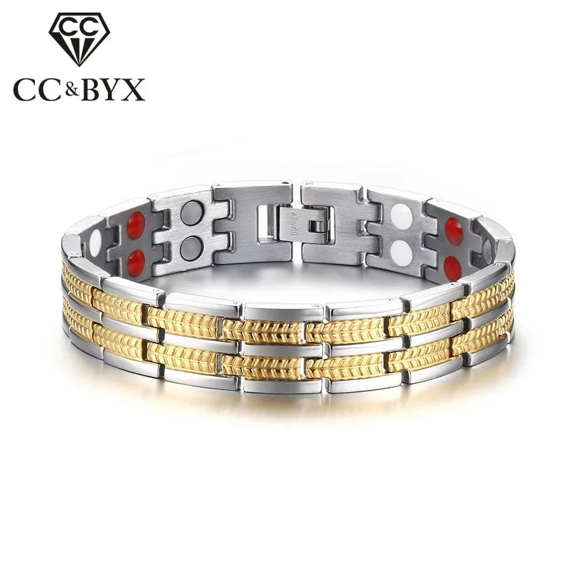 Men's Titanium Steel Golden Bangles Bracelet - TBRM-005