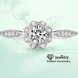 Fine Flower Rings Sterling Silver Engagement Proposal Wedding Ring for Women