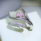 Flower Leaf Rings for Women Sterling Silver Plated Romantic Jewelry