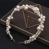 Pearl Crown Tiara Wedding Hair Accessories Romantic Full Pearls Head Band
