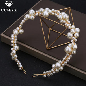 Pearl Crown Tiara Wedding Hair Accessories Romantic Full Pearls Head Band