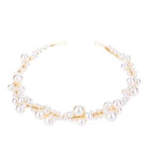 Pearl Crown Tiara Wedding Hair Accessories Romantic Full Pearls Head Band