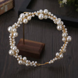 Pearl Crown Tiara Wedding Hair Accessories Romantic Full Pearls Head Band
