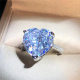 Sterling Silver Heart CZ Ring Wedding Engagement Jewelry