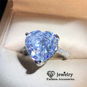 Sterling Silver Heart CZ Ring Wedding Engagement Jewelry