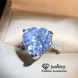 Sterling Silver Heart CZ Ring Wedding Engagement Jewelry