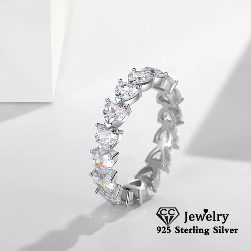 CC Heart Wedding Rings Sterling Silver Jewelry Love Ring for Women